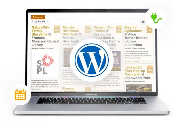 dizüstü bilgisayar gösteriliyor Timely etkinlik takvimi wordpress eklentisi