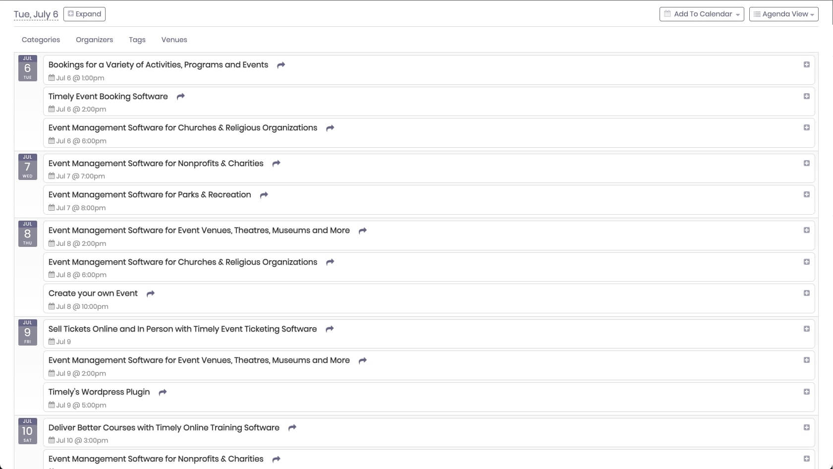 Free All in One Events Calendar Plugin For WordPress Timely