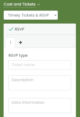 チケットとRSVPの追加情報を入力する新しいフィールドのスクリーンショット