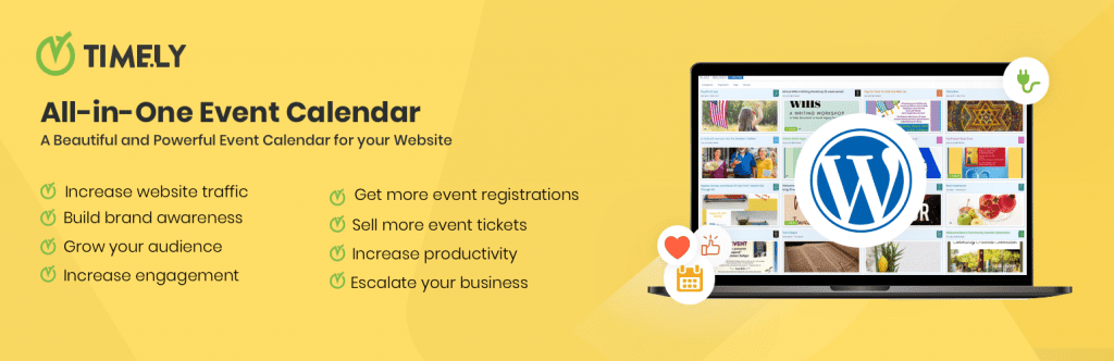 the benefits of the free All-in-One Event Calendar from Timely