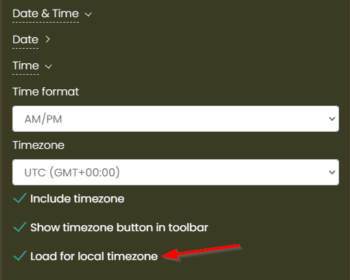 printscreen van de nieuwe instelling “Laden voor lokale tijdzone” in het tabblad Algemeen van het menu Instellingen van de Timely Software voor evenementbeheer