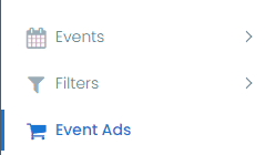 print screen of the recently renamed menu item Event Ads