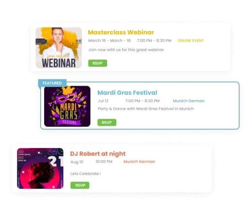 Event Listings Registrations
