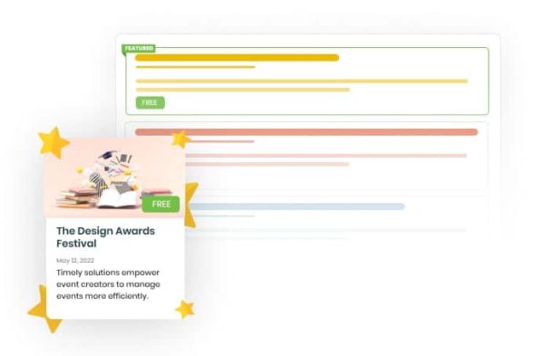 Timely events calendar clean list view demo featured event design