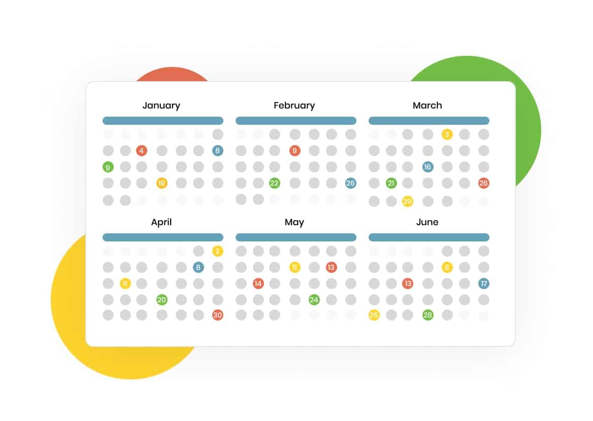 Timely conception de la vue de l'année du calendrier des événements