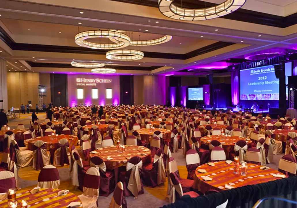 conference hall set up for an event marketing corporate event planned and promoted using Timely software