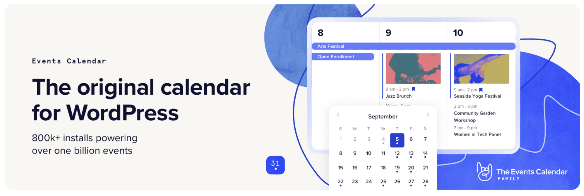 La bannière du plug-in Wordpress du calendrier des événements