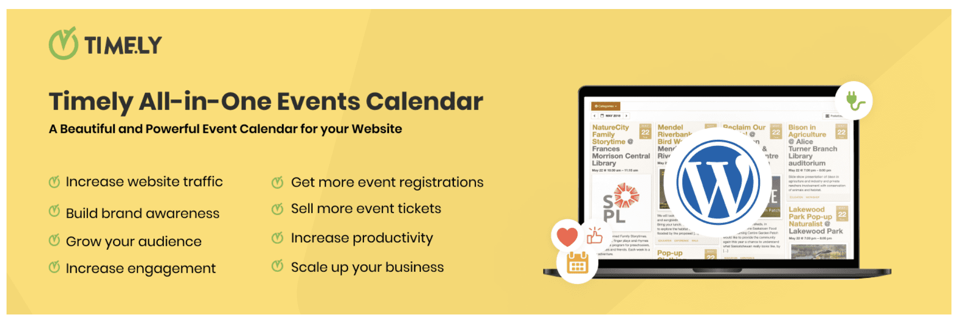 Timely alles in één evenementenkalender wordpress plugin banner