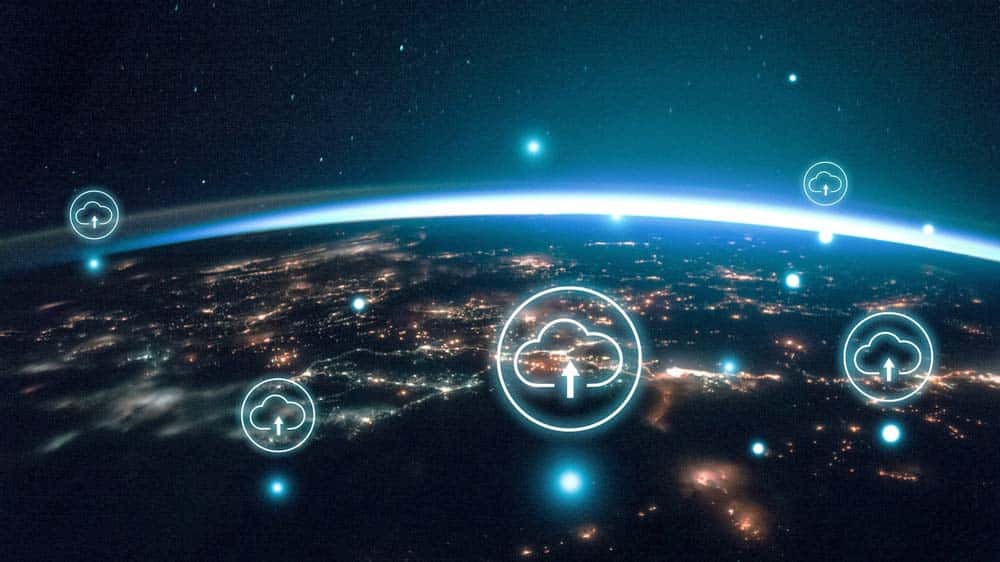 An image taken from space, illustrating how connectivity works for cloud vs on premise software