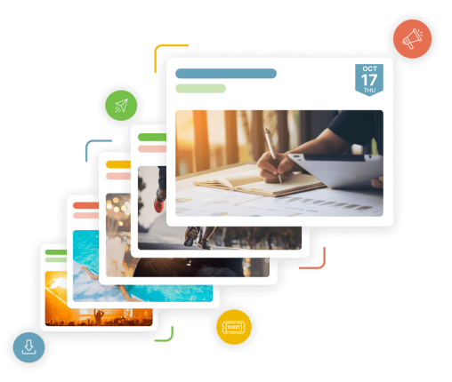 pilha de postagens de eventos representando o serviço de fluxo de gerenciamento de eventos por Timely