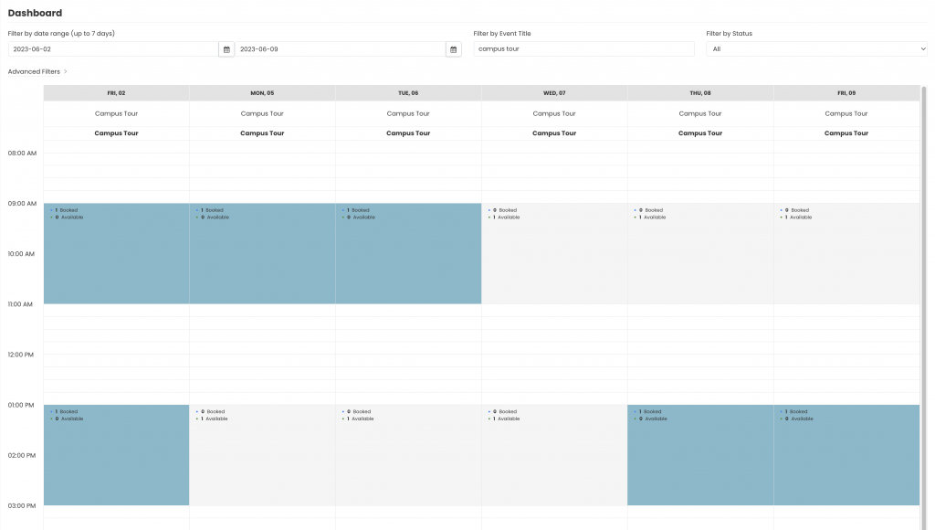 print screen of Timely event platform rsvps and tickets availability dashboard