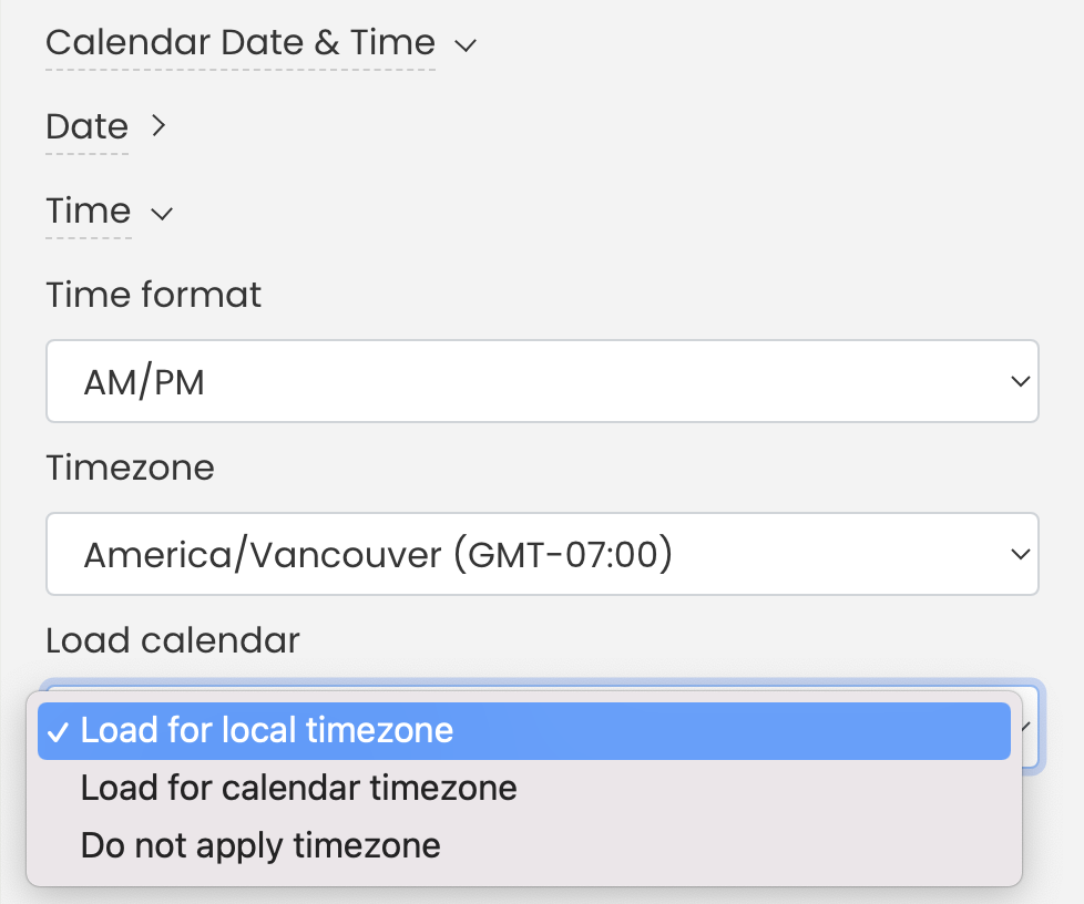 public view timezone settings