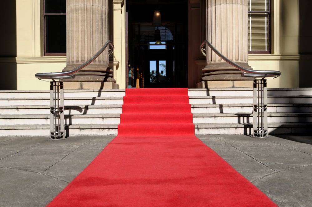 a red carpet on an event entrance where all the Facebook event RSVP attendees will go in from.