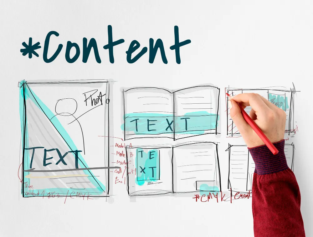 a hand writing content ideas representing blended learning tools for content creation.