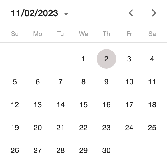 print screen of updated date picker functionality