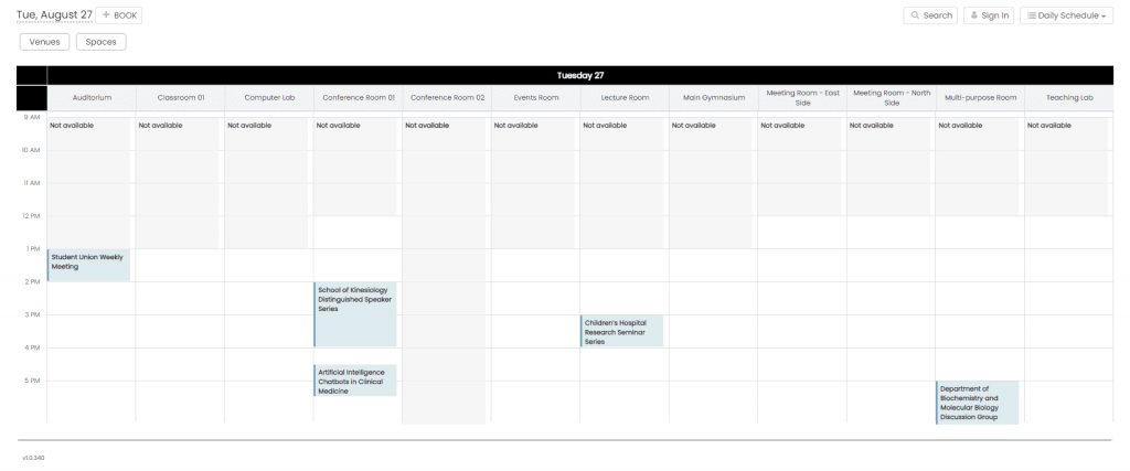 The New Daily View for Space Scheduling for Timely VMS.