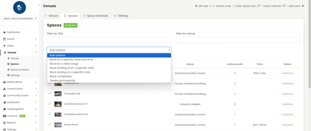 Timely System product update with Improved Block Out Date Options for Space Reservations.