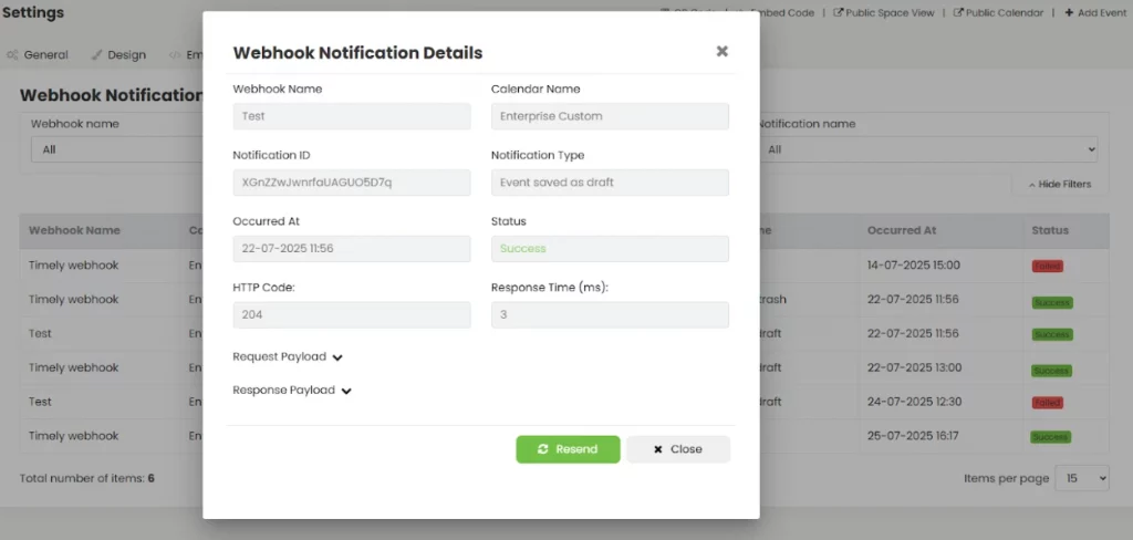 Webhook setup on Timely product update august 2025.
