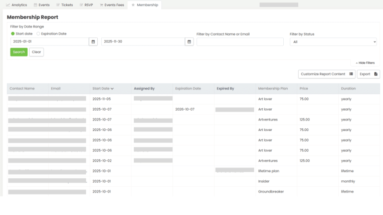 La scheda Iscrizione all'interno Timely Menu Rapporti.
