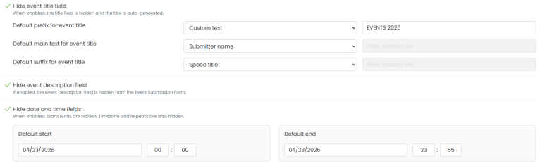 Eventi della comunità: modulo di invio personalizzato