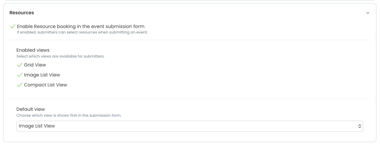nouvelles options d'affichage des ressources dans le formulaire de soumission