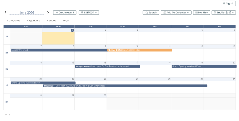 Calendar moth view with week numbers