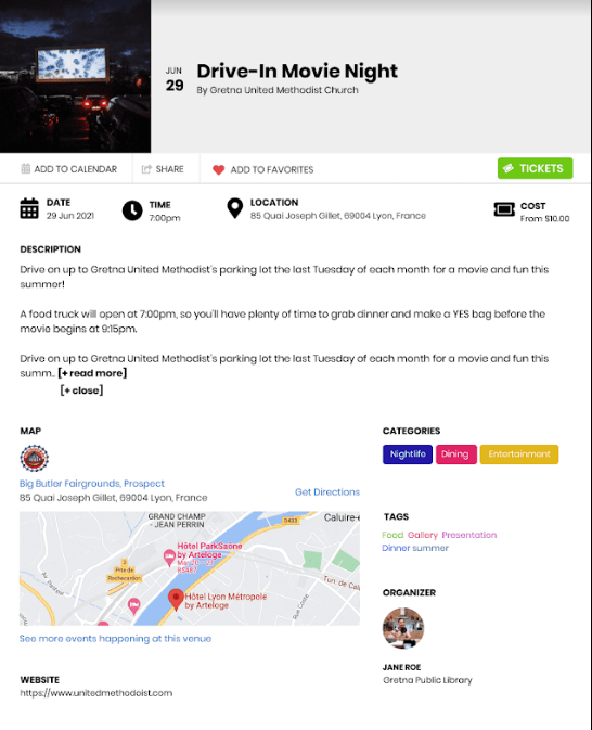 imprimir pantalla de diseño de página de evento compacto para Timely software de eventos
