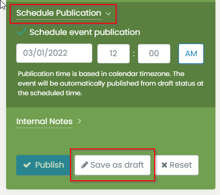 print screen of the schedule publication option on the event details.