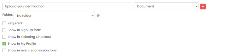document upload custom field options