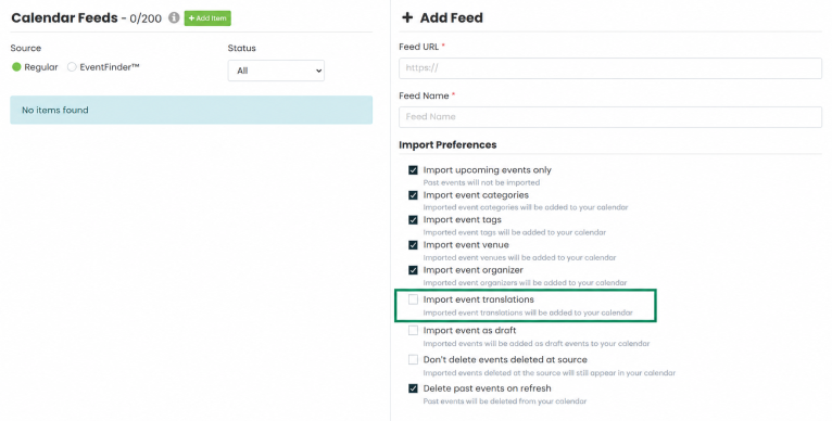 import event translations setting