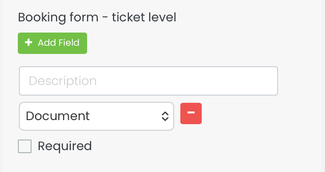Booking form document custom field