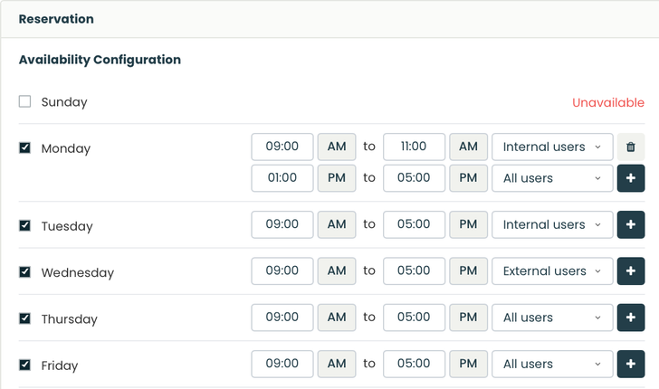 Space Availability: Multiple Time Slots and Audience Controls